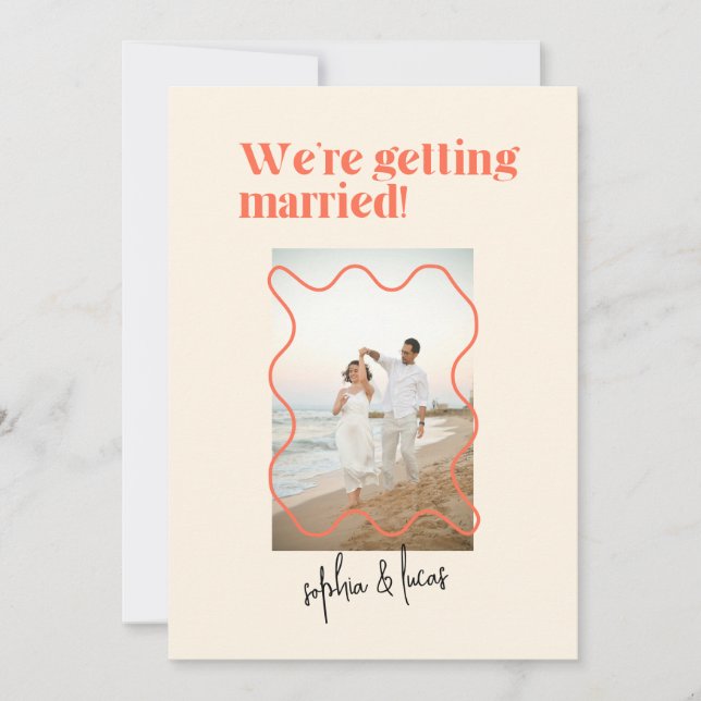 Cream and Orange Simple Modern Wedding Invitation (Front)