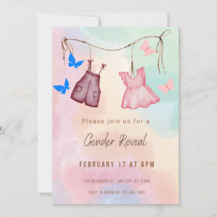 Cream And Pink Minimalist Gender Reveal Invitation