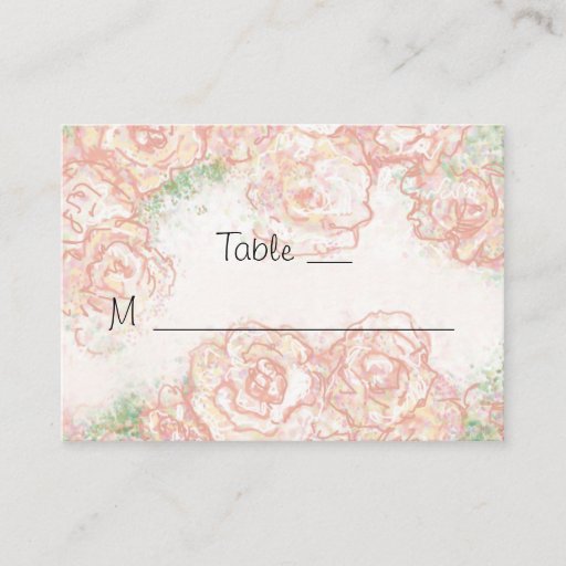 Customizable Cream and Pink Roses Wedding Place Cards Business Card