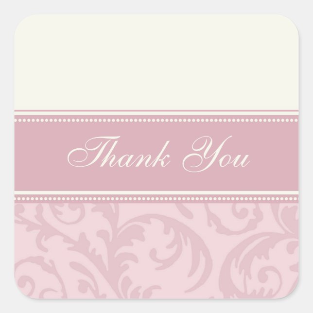 Cream and Pink Thank You Wedding Envelope Seals (Front)