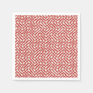 Cream And Red Abstract Line Pattern Napkins