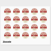 Cream and Red Damask 1.5" Thank You Sticker (Sheet)