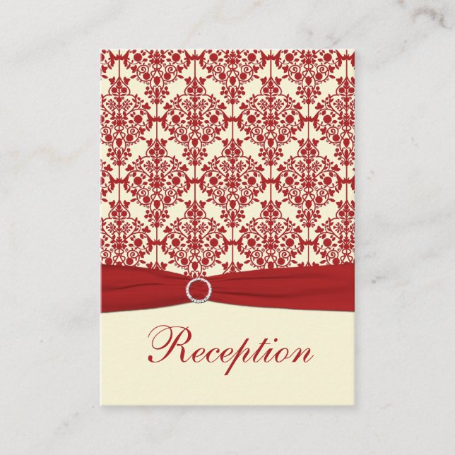 Cream and Red Damask Enclosure Card (Front)