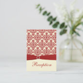 Cream and Red Damask Enclosure Card (Standing Front)
