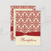 Cream and Red Damask Enclosure Card (Front/Back)