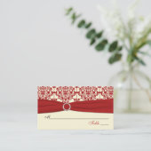 Cream and Red Damask Placecards (Standing Front)