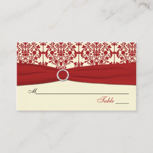 Cream and Red Damask Placecards