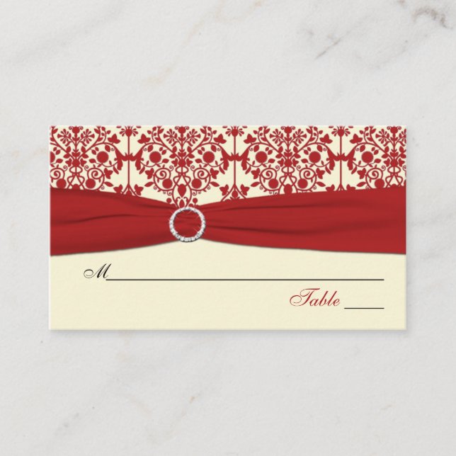 Cream and Red Damask Placecards (Front)
