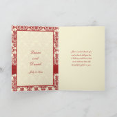Cream and Red Damask Thank you Card (Inside)