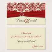 Cream and Red Damask Wedding Favor Tag (Front & Back)