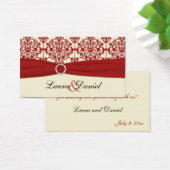 Cream and Red Damask Wedding Favor Tag (Desk)