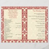 Cream and Red Damask Wedding Program (Back)