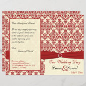Cream and Red Damask Wedding Program (Front/Back)