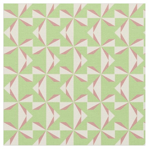 Cream and Rose Pinwheels on Lime Fabric