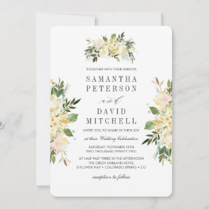 Cream and Sage Botanical Chic Floral Wedding Invitation