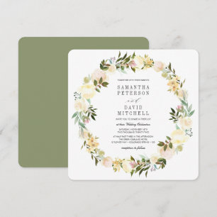 Cream and Sage Botanical Garland Floral Wedding Invitation