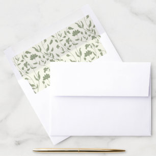 Cream and sage green floral envelope Liner