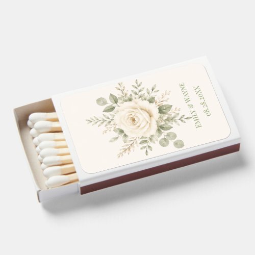 Cream and Sage Green Greenery Wedding Matchboxes