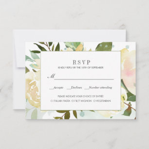 Cream and Sage  meal option wedding rsvp Card