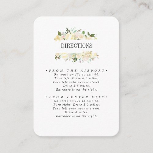 Cream and Sage  WEDDING Directions Enclosure Card