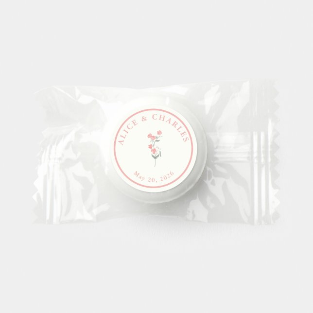 Cream and soft pink Butterfly Wedding Candy Favors (Front)