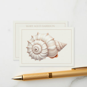 Cream and Tan Coastal Seashell Personalied Enclosure Card
