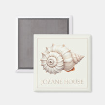 Cream and Tan Coastal Seashell Personalied
