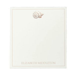 Cream and Tan Coastal Seashell Personalied Notepad