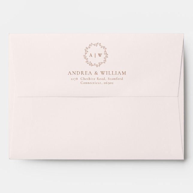 Cream and Terracotta Monogram Fall Wedding Envelope (Back (Top Flap))