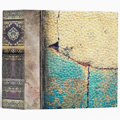 Cream and Turquoise Faux Moleskine Ancient Tome 3 Ring Binder