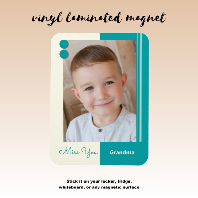 Cream and turquoise miss you grandma photo magnet (Creator Uploaded)