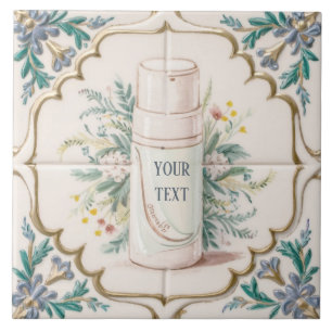 Cream and White Beauty Product Funny Bathroom Ceramic Tile