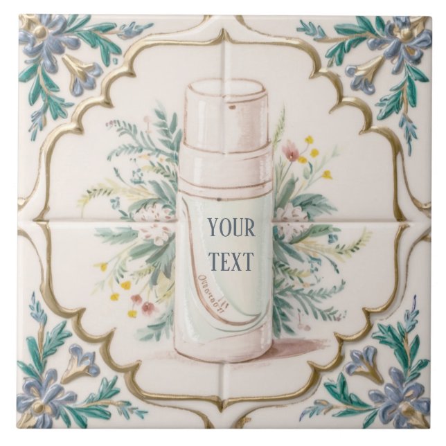 Cream and White Beauty Product Funny Bathroom Ceramic Tile (Front)