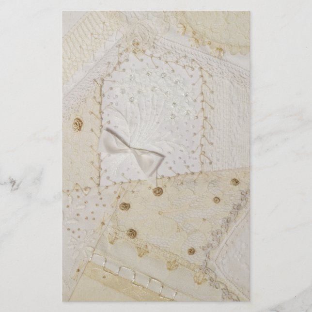 Cream And White Patchwork Design Stationary Stationery (Front)