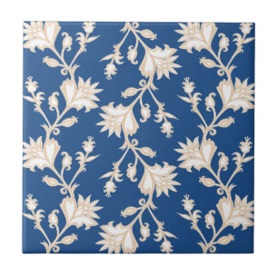 Cream and White Victorian Floral Pattern Tile