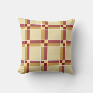 Cream and Wine Check Throw Pillow