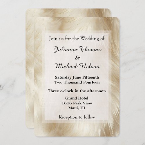 Cream Animal Fur Wedding  Invitation