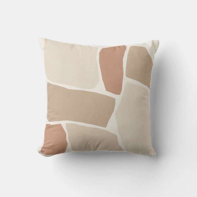 Cream Apricot Organic Patchwork Throw Pillow (Front)