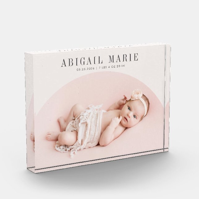 Cream Arch Baby Photo Keepsake  Block (Left)