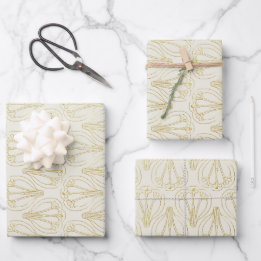 Cream Art Deco Wrapping Paper Sheets