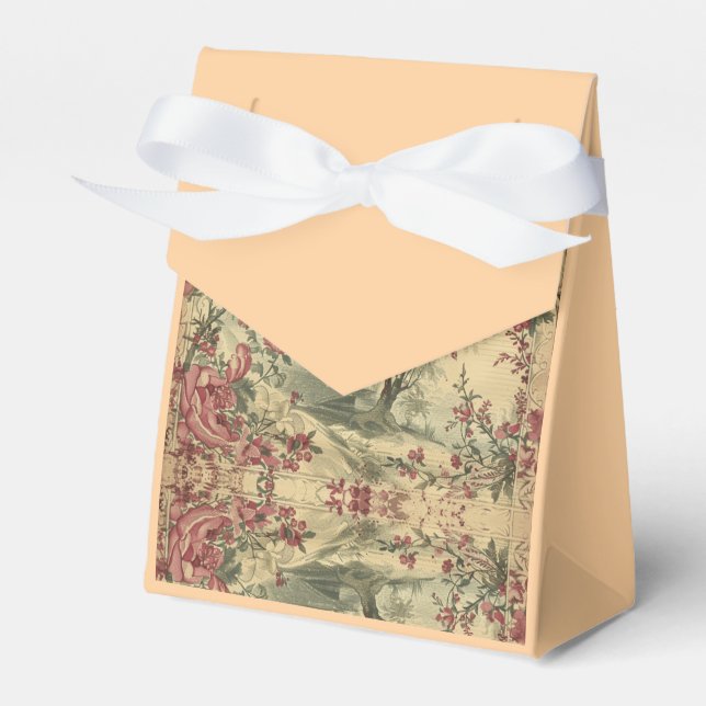 Cream Asian Floral International Blossom Favor Boxes (Front Side)