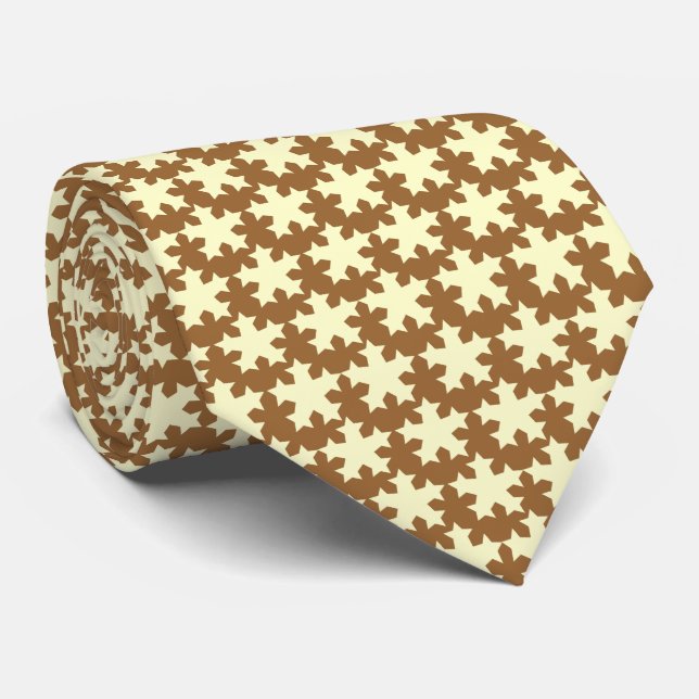 Cream Atlantean Holly - Brown Neck Tie (Rolled)