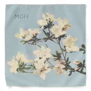 Cream Azalea Flowers Monogram Bandana