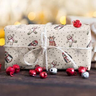 Cream Babys First Christmas Winter Animals Wrapping Paper