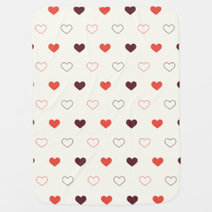 Cream Background with Red & Burgundy Hearts Baby Blanket