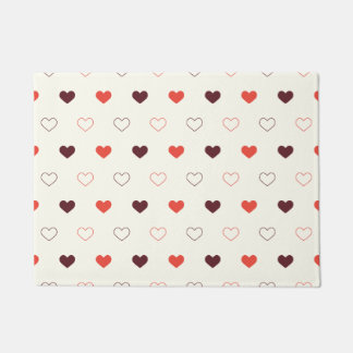 Cream Background with Red & Burgundy Hearts Doormat