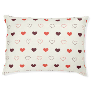 Cream Background with Red & Burgundy Hearts Pet Bed