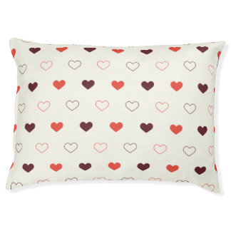 Cream Background with Red & Burgundy Hearts Pet Bed