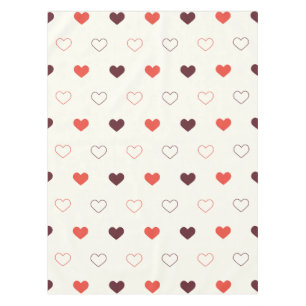 Cream Background with Red & Burgundy Hearts Tablecloth