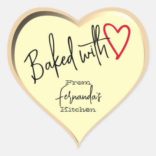 Cream Baked with Love Baking From The Kitchen Of  Heart Sticker